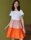 Широкое хлопковое платье с оранжевой юбкой от Insta Firenze