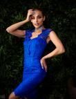 Мини платье синего цвета из стрейчевого кружева от Anetty