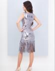 Короткое платье с блестящей бахромой серебряного цвета от Anetty