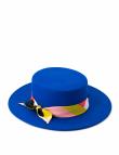Синяя фетровая шляпа с цветной лентой от Saint MAEVE
