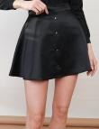 Атласная черная юбка мини с имитацией пуговиц от B.LIVE