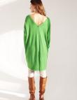 Удлиненный джемпер с открытой спиной зеленого цвета от E-Woman 