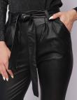 Черные брюки с поясом из искусственной кожи от Rock&Rich