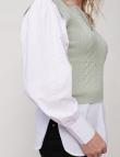 Белая блузка с жилетом мятного цвета от Lazy Girl