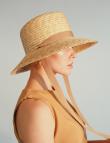 Бежевая соломенная шляпа с бежевой лентой от Saint MAEVE