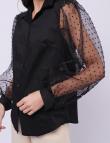 Черная блузка с прозрачными рукавами от Liqui