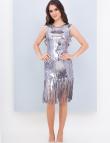 Короткое платье с блестящей бахромой серебряного цвета от Anetty