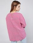 Блуза ONE LOVE с украшением в розовую клетку