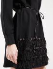 Черное стильное платье с перьями от One Love