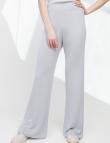 Трикотажные широкие брюки клеш серого цвета от Made in Italy