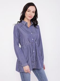 Рубашка Темно-синяя рубашка с поясом на талии от Bludeise 