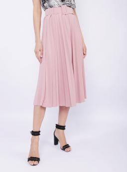Юбка Плиссированная юбка с ремнем розового цвета от Pink Black