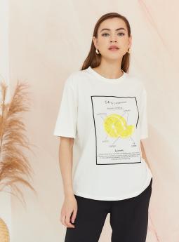 Футболка Белая футболка с желтым принтом от E-Woman