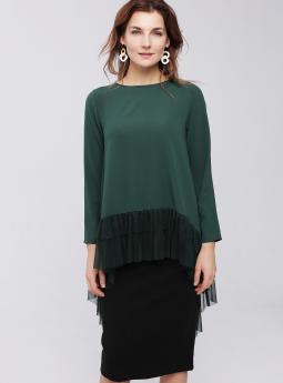 Блузка Темно-зеленая удлиненная блуза от Stella Marina