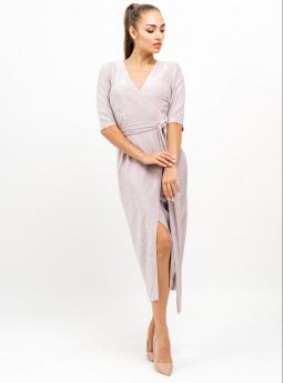 Платье Блестящее платье миди с V-образным вырезом светло-розового цвета от Anetty