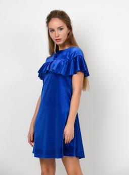 Платье Синее платье из велюра до колен