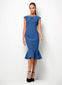 Платье Стильное офисное платье синего цвета