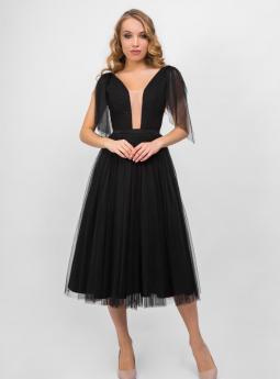 Платье Черное платье миди с V-образным вырезом от Anetty