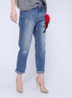 Джинсы Голубые джинсы с цветком от I fashion