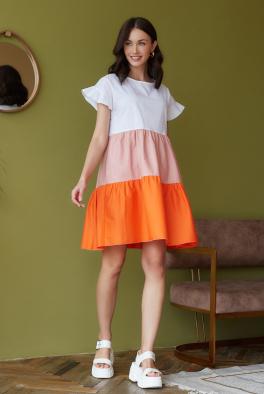 Платье Широкое хлопковое платье с оранжевой юбкой от Insta Firenze