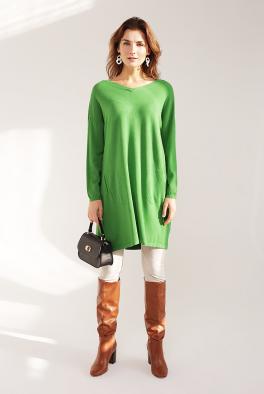 Джемпер Удлиненный джемпер с открытой спиной зеленого цвета от E-Woman 