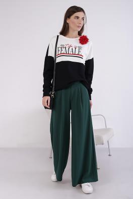 Брюки Широкие брюки Coolples Moda зеленые