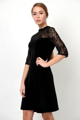 Платье Платье из велюра черного цвета