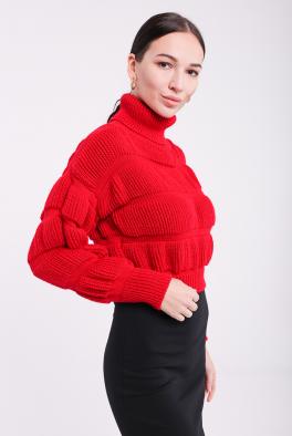 Свитер Красный свитер с высоким горлом от FASHION