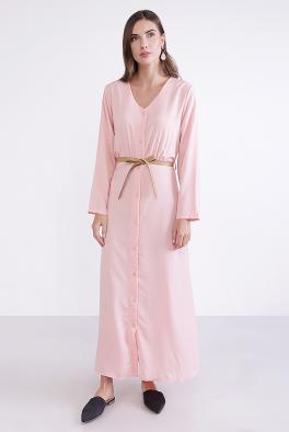 Платье Длинное розовое платье на пуговицах Coolples Moda