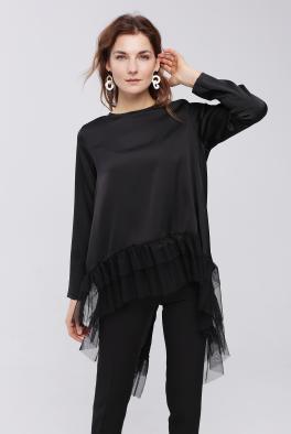 Блузка Черная удлиненная блуза от Stella Marina