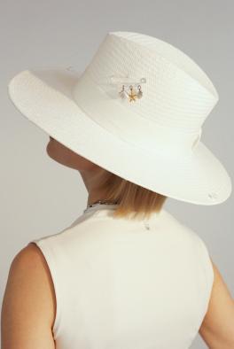 Шляпа Белая соломенная шляпа с отделкой от Saint MAEVE