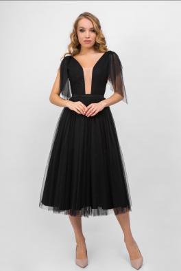 Платье Черное платье миди с V-образным вырезом от Anetty