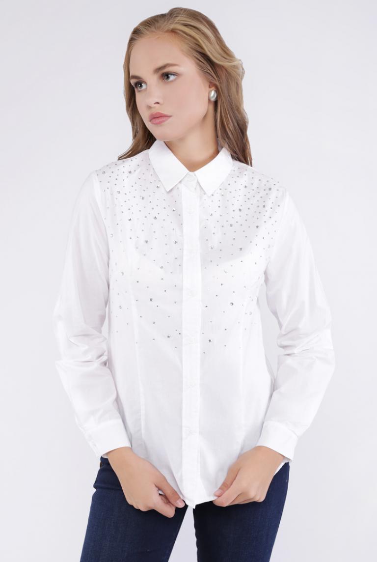 Белая рубашка со стразами от Bludeise