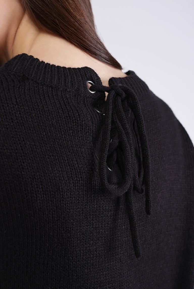 Черный свитер Ada Gatti на декоративной шнуровке