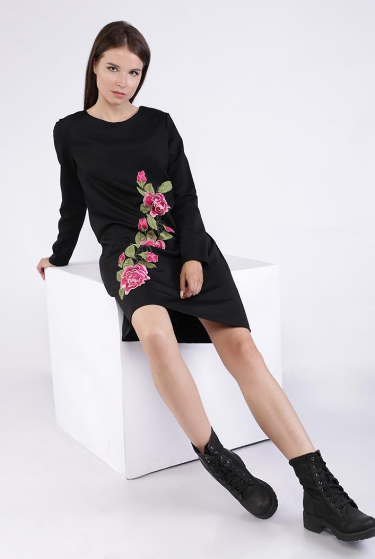 Платье Ada Gatti черное с цветком