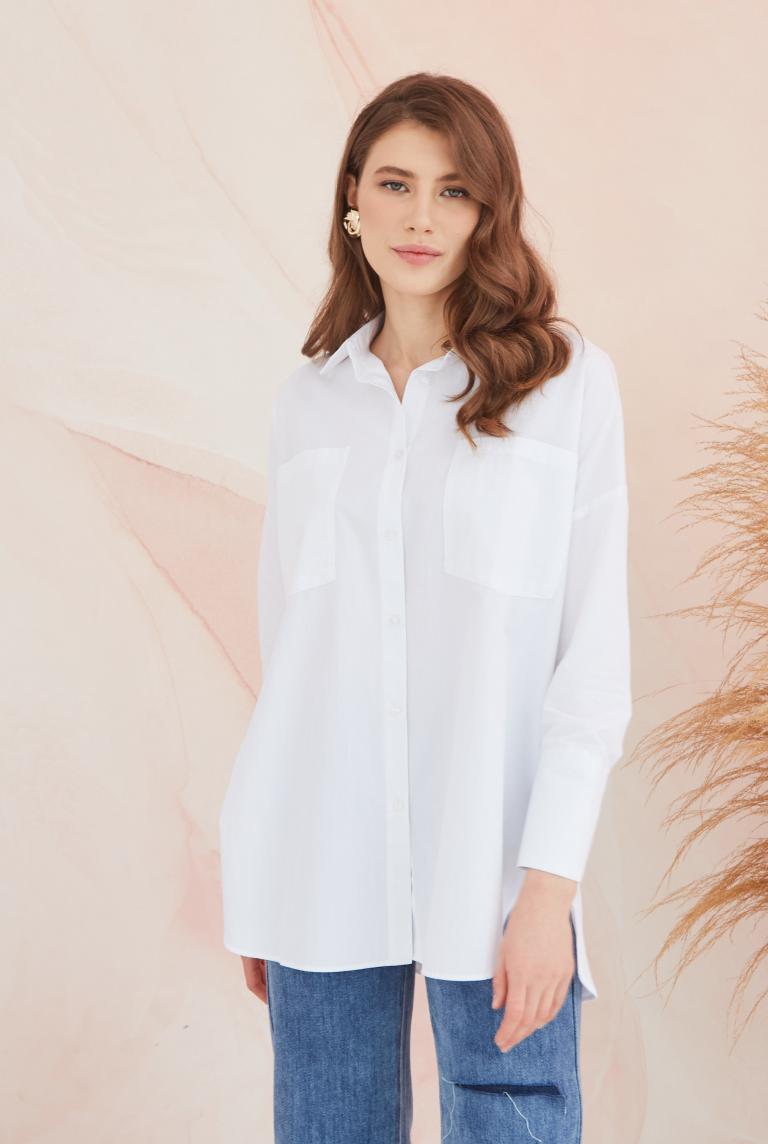 Белая тонкая хлопковая блуза от SODA G.