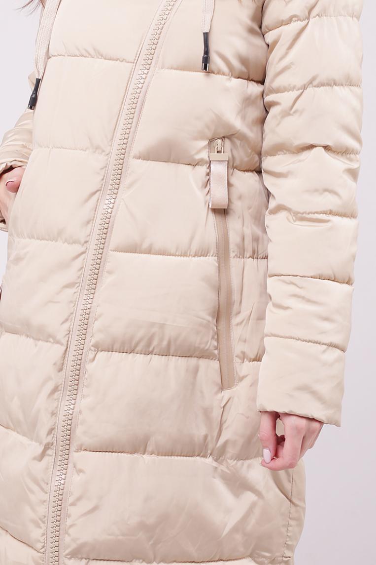 Удлиненная куртка с капюшоном молочного цвета от Fly