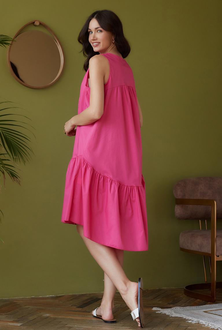 Хлопковое платье цвета фуксия от Pink Black