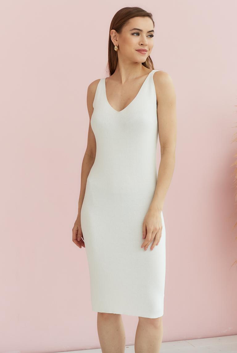 Белое блестящее платье без рукавов от Beauty Women