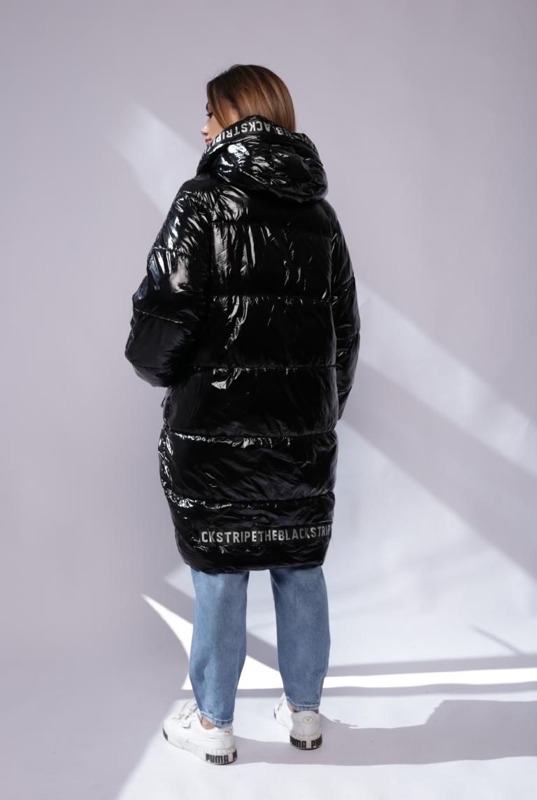 Объемное пальто с капюшоном черного цвета от Fly