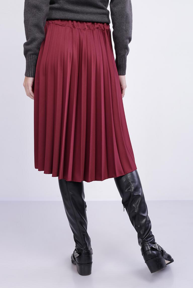 Бордовая плиссированная юбка Liqui