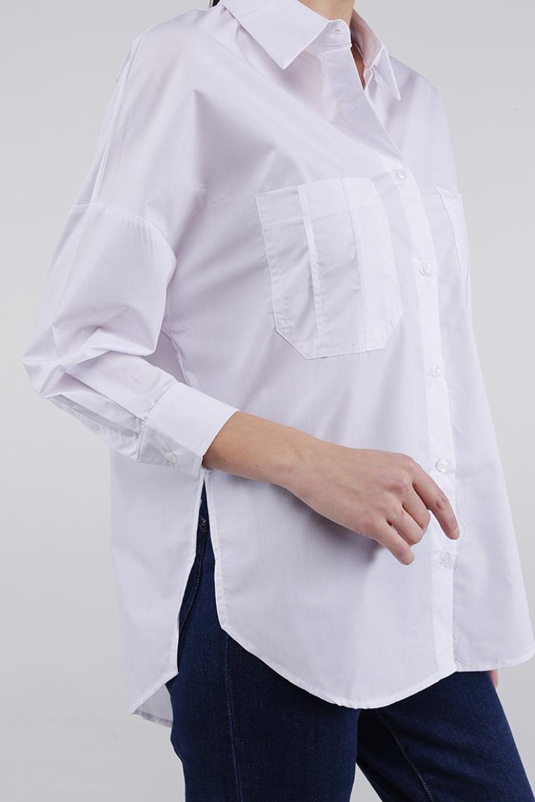 Белая классическая рубашка с удлиненной спинкой от You&You
