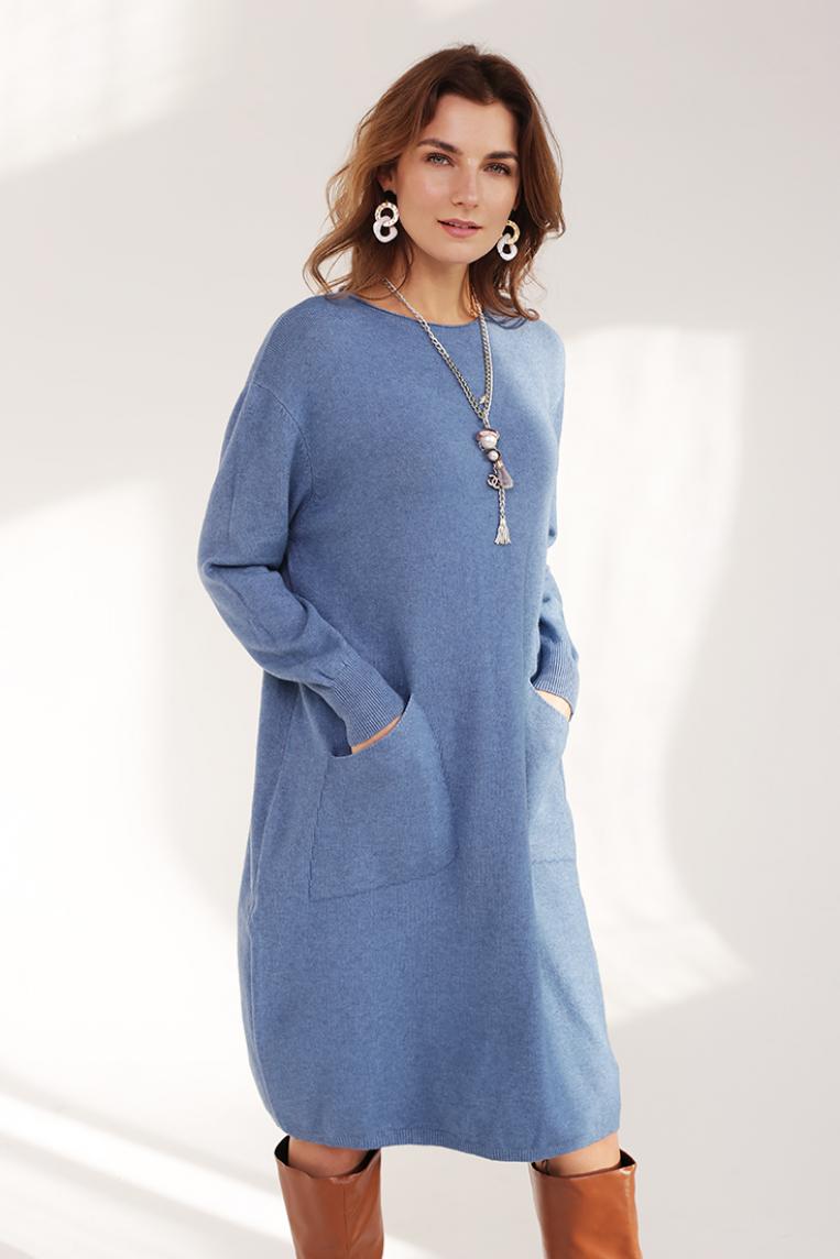 Стильное платье синего цвета от E-Woman