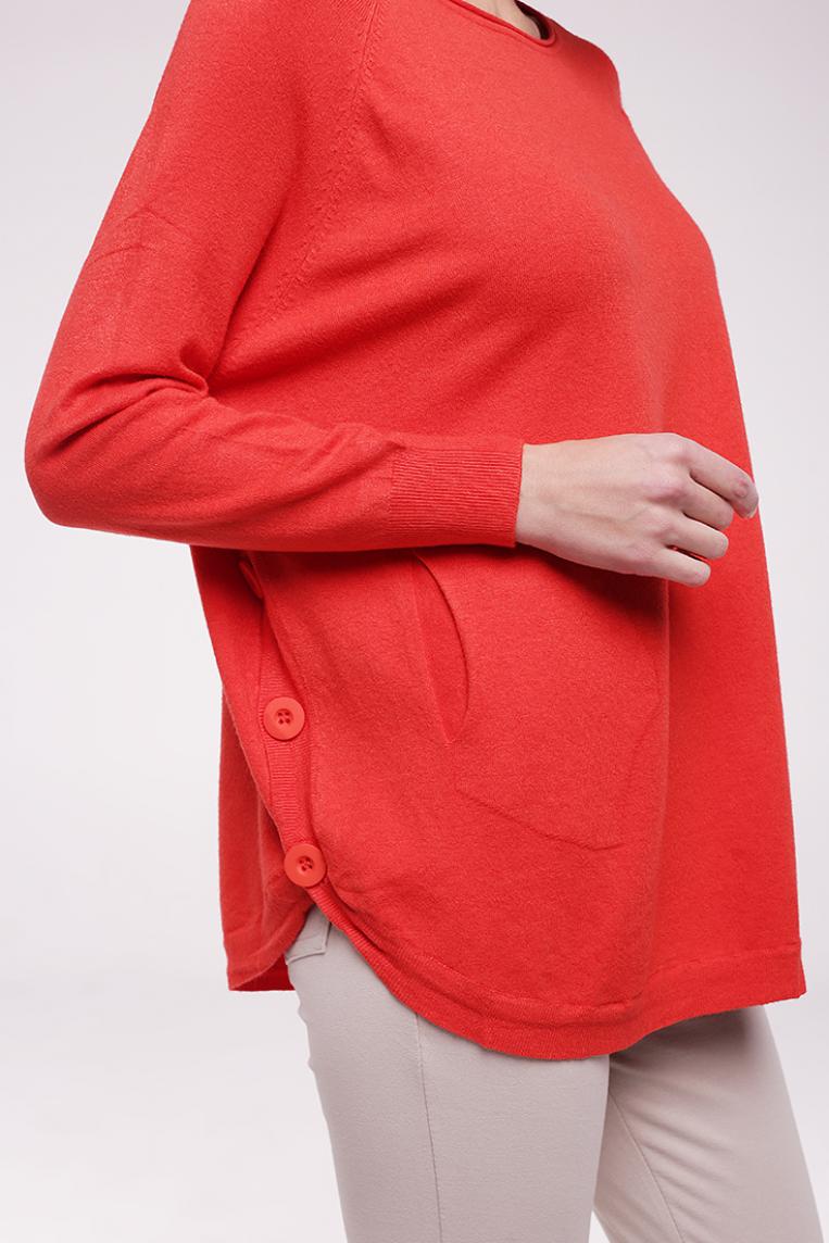 Стильный джемпер с карманами морковного цвета от E-Woman