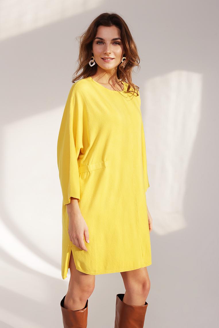Желтое платье свободного кроя от E-Woman