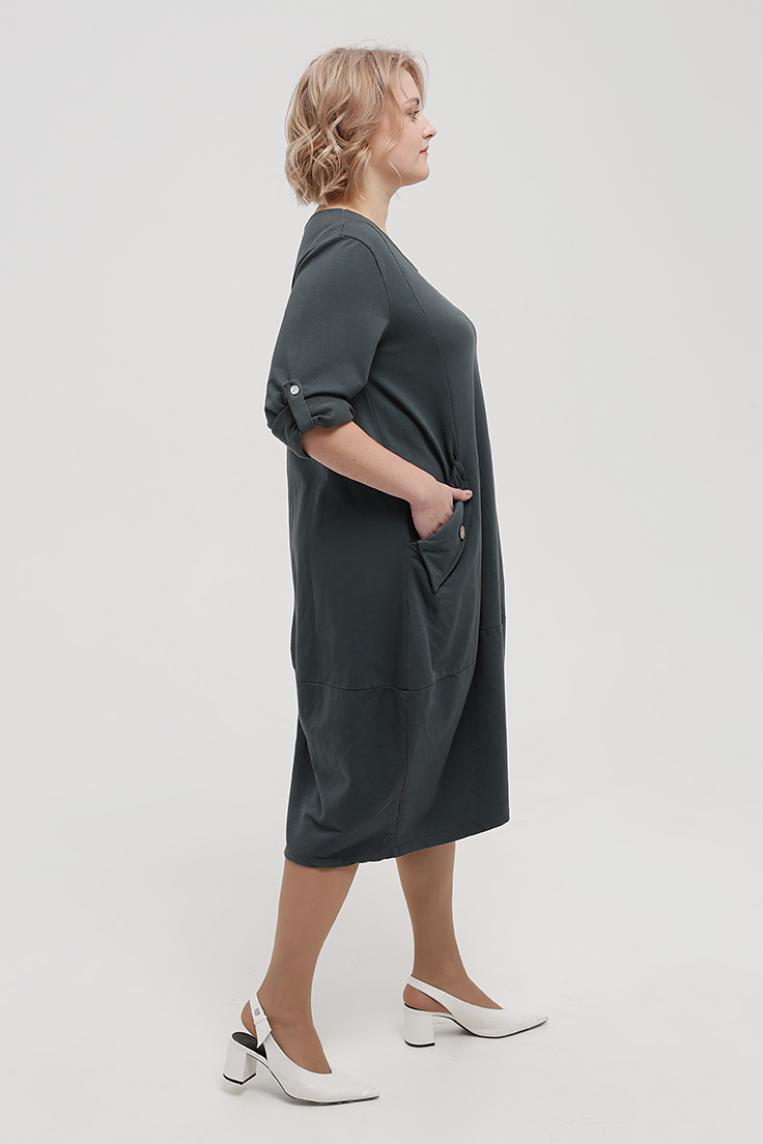 Стильное темно-серое платье с карманами от L&N