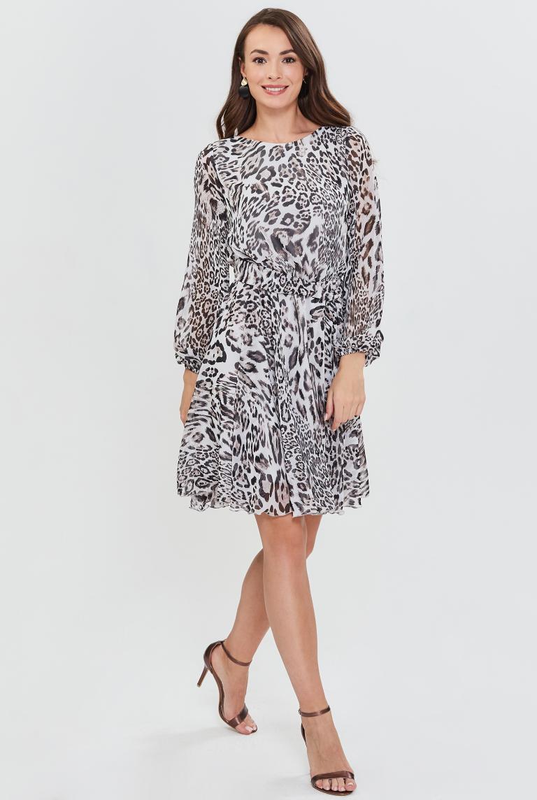 Короткое шифоновое платье леопардового цвета от Anetty