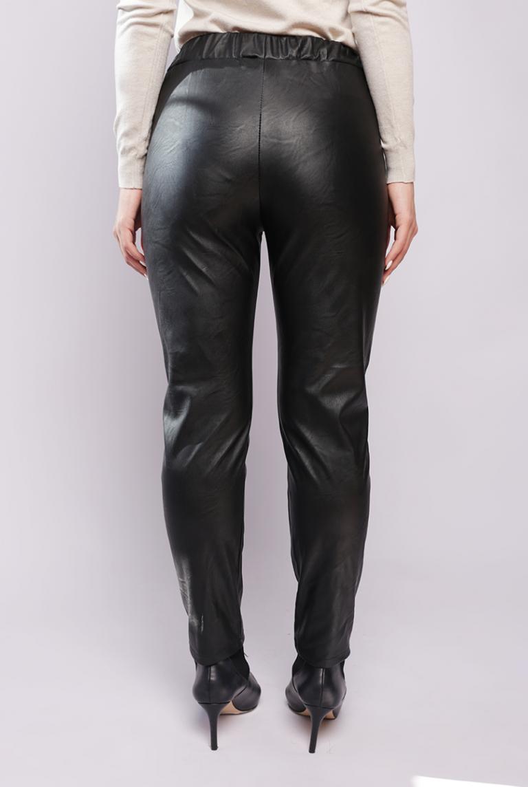 Черные брюки из искусственной кожи от Rock&Rich