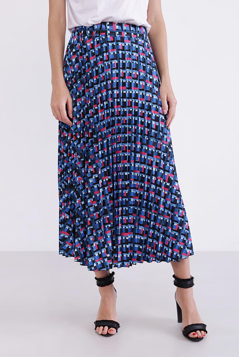Плиссированная юбка с синим принтом Coolples Moda