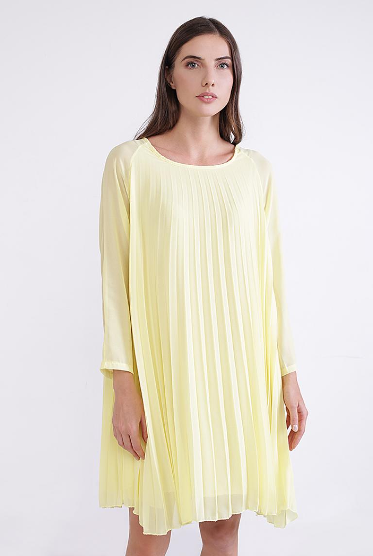Плиссированное короткое лимонное платье от Coolples Moda 